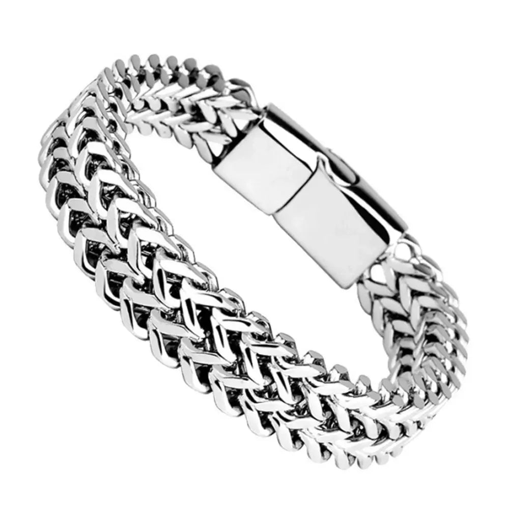 Stainless Steel Double Row Fish Scale Magnetic Bracelet