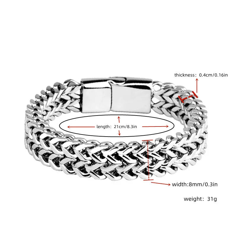 Stainless Steel Double Row Fish Scale Magnetic Bracelet