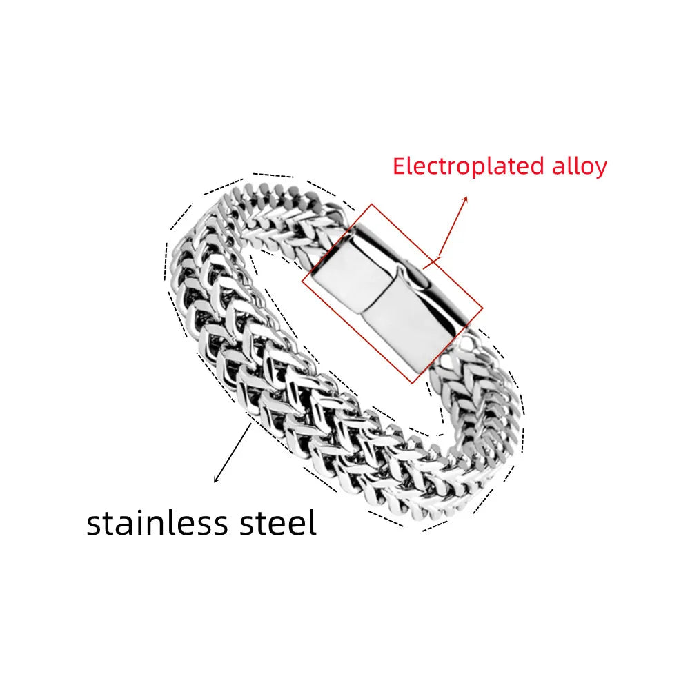 Stainless Steel Double Row Fish Scale Magnetic Bracelet